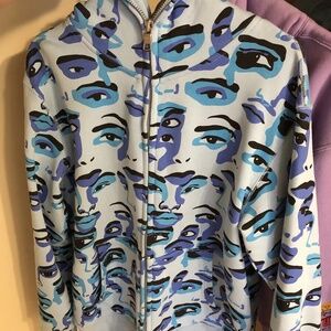 KidSuper Studios Face Camo Full Zip Hoodie - Blue - Large